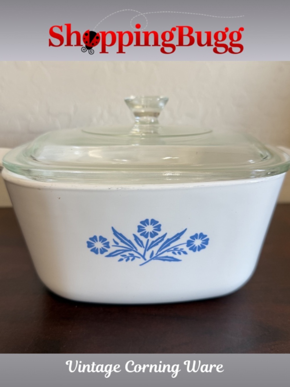 Vintage 1 3/4 Qt Corning Ware Blue Cornflower Design Casserole Dish with Lid